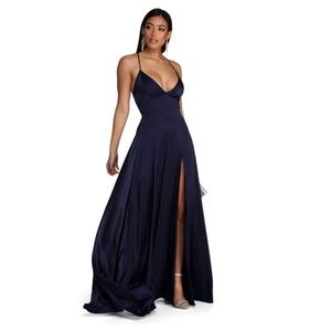 Vera satin lace up dress